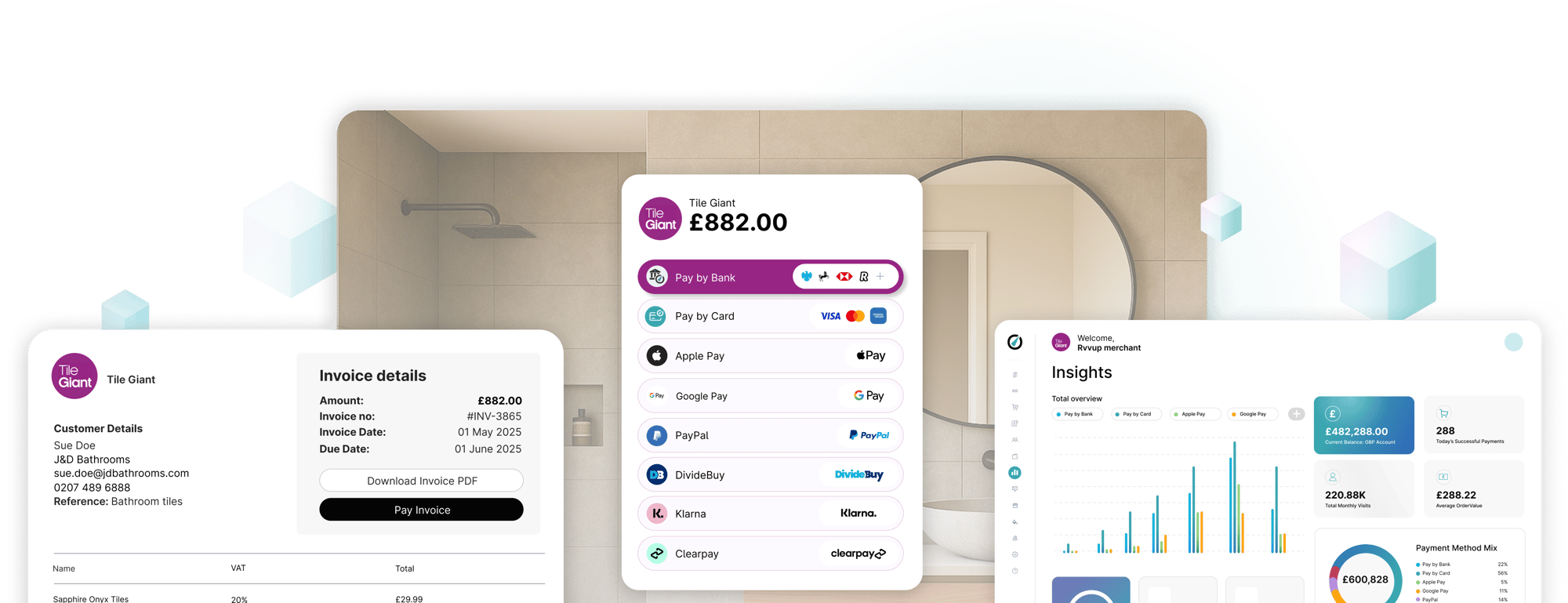 Take payments, send invoices, manage your checkout and reconciliation